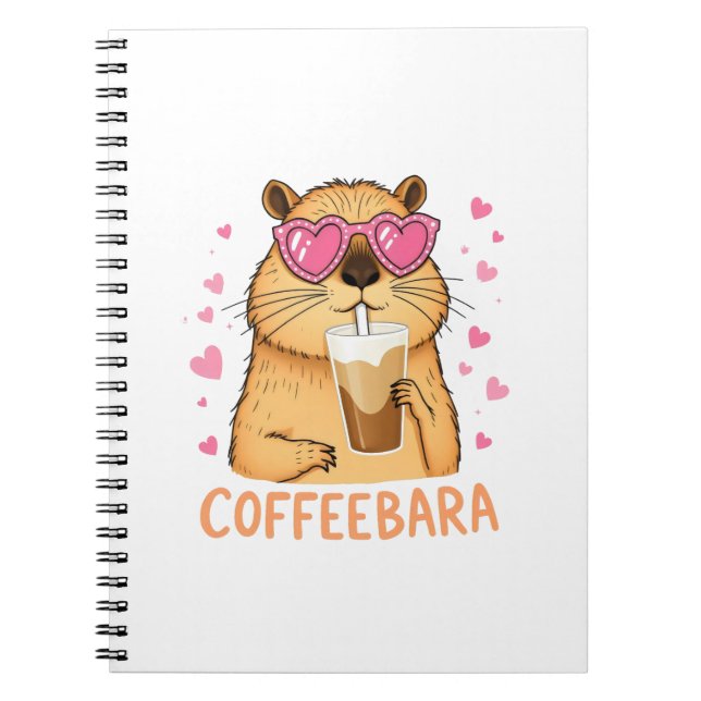 Sweet Capybara likes coffee Coffeebara Notebook (Front)