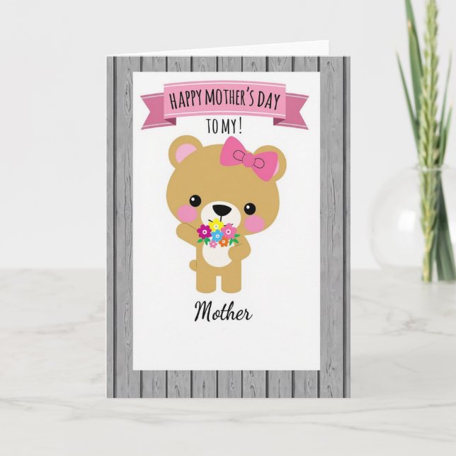 Sweet Caramel Bear Mothers Day Card (Front)