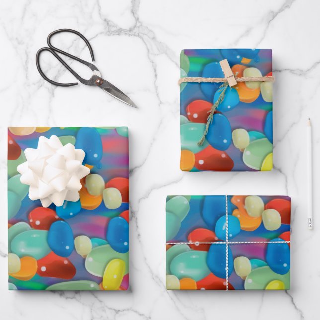 Sweet Caramel Candy Pattern Wrapping Paper Sheets (Front)