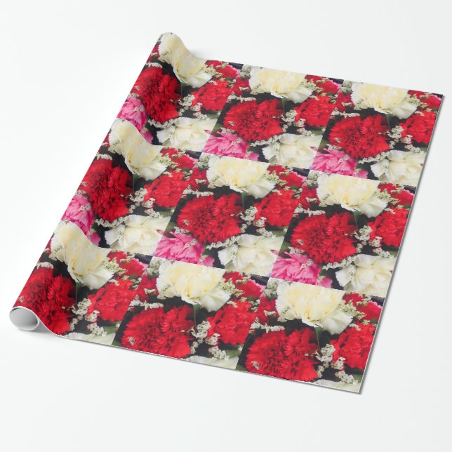 Sweet carnations wrapping paper (Unrolled)