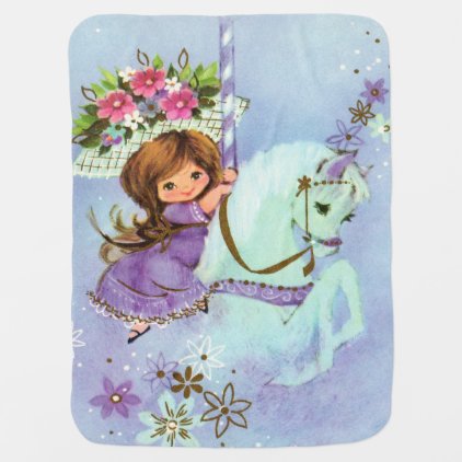 Sweet Carousel Pony Baby Blanket Lilac