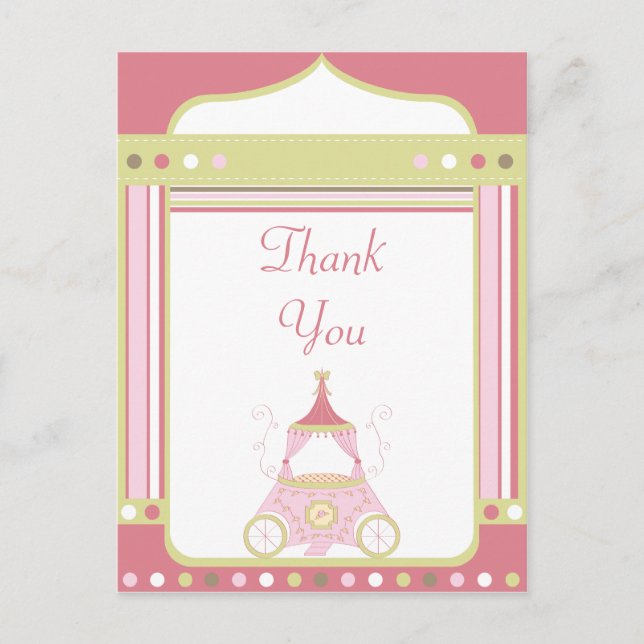 Sweet carriage princess party thank you postcard (Front)