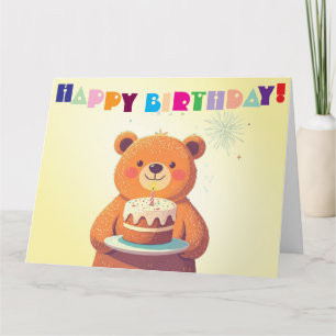 Sweet Cartoon Bear Birthday Card