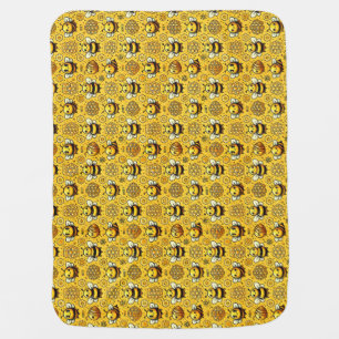 ✨ Sweet Cartoon Bees & Honeycomb Nature Nursery 🌼 Baby Blanket