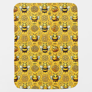 ✨ Sweet Cartoon Bees & Honeycomb Nature Nursery 🌼 Baby Blanket
