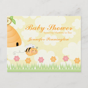 Sweet cartoon bumble bee baby shower invitation