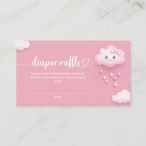 Sweet cartoon cloud pink sky cloud 9 diaper raffle enclosure card