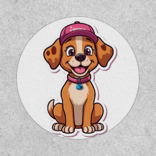 Sweet Cartoon Dog – Happy Puppy in Cap Sticker Patch