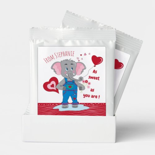 Sweet Cartoon Elephant and Hearts Hot Chocolate Drink Mix