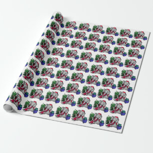 Sweet Cartoon Elephants on Snow White Ground Xmas Wrapping Paper
