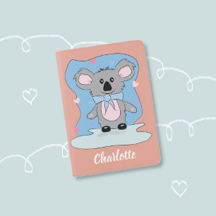 Sweet Cartoon Koala Kid Peach Passport Holder