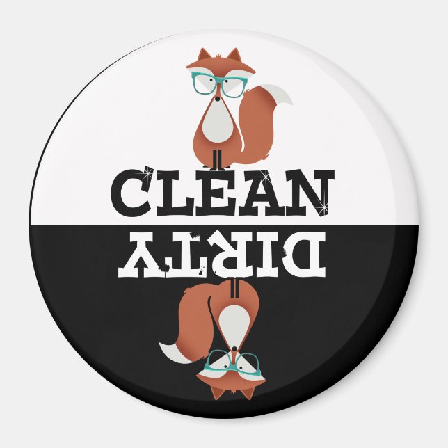 Sweet Cartoon Red Fox Dishwasher Magnet (Front)