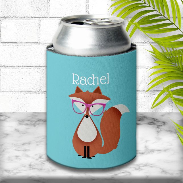 Sweet Cartoon Red Fox Personalized Can Cooler (Creator Uploaded)