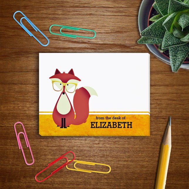Sweet Cartoon Red Fox Personalized Post-it Notes (Creator Uploaded)