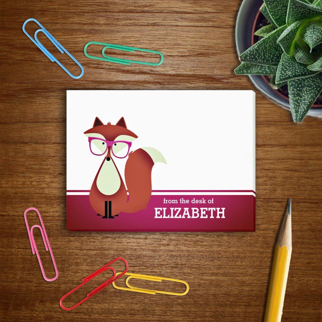 Sweet Cartoon Red Fox Personalized Post-it Notes (Creator Uploaded)