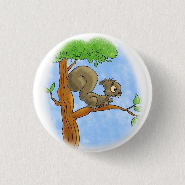 Sweet Cartoon Squirrel Button (Front)