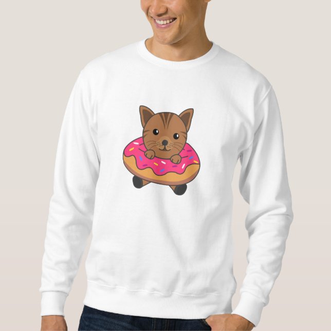 Sweet Cat Funny Animals In Donut Funny Cats Sweatshirt (Front)