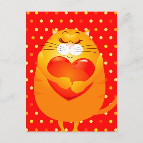 Sweet cat in love postcard