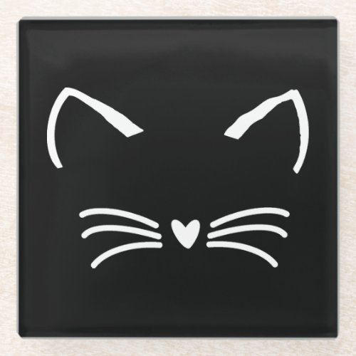 Sweet Cat Kitten Face Glass Coaster