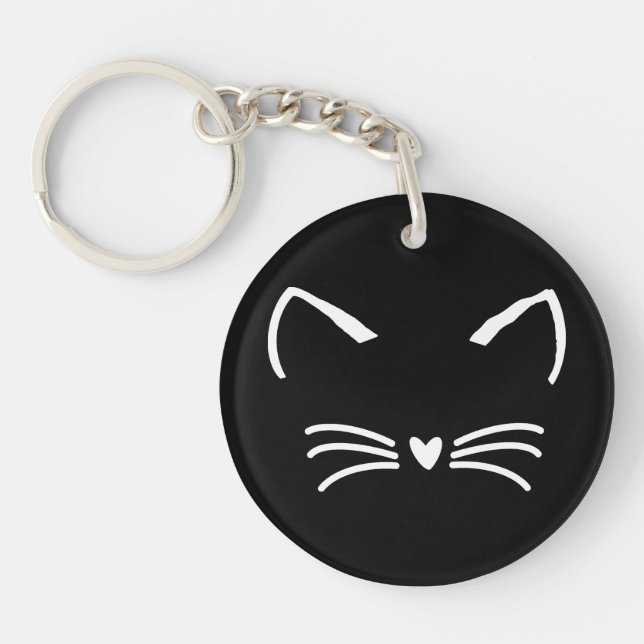 Sweet Cat Kitten Face Keychain (Front)