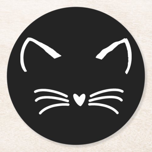 Sweet Cat Kitten Face Round Paper Coaster