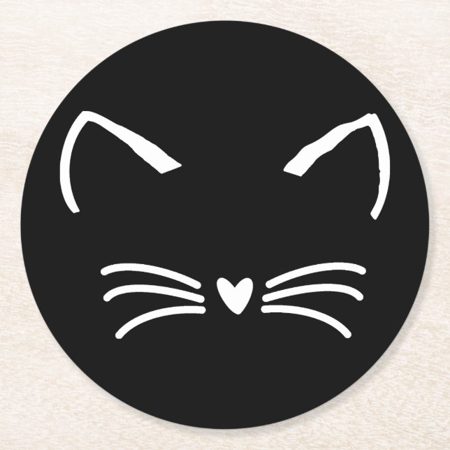 Sweet Cat Kitten Face Round Paper Coaster (Front)