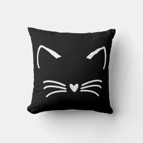 Sweet Cat Kitten Face Throw Pillow