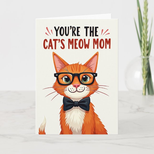 Sweet Cat Mothers Day Illustration Card (Front)