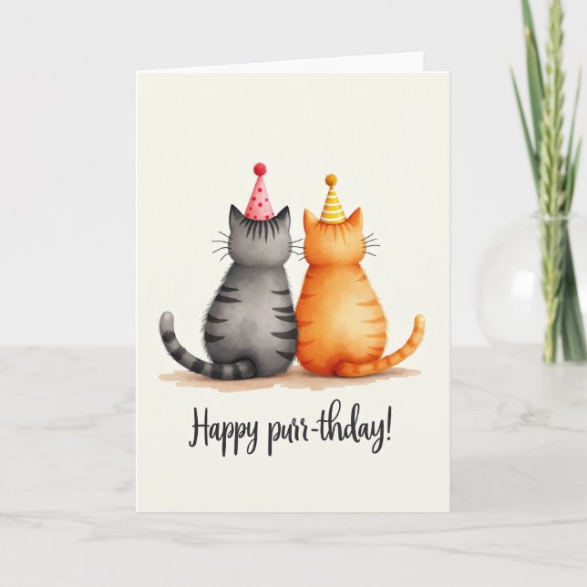 Sweet Cat Pair Birthday Card (Front)