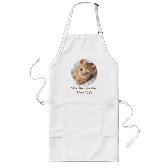Sweet Cat Photo,  Text, Replaceable, Long Apron (Front)