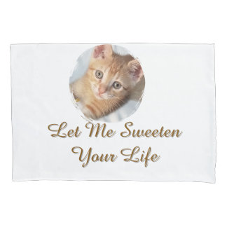 Sweet Cat Photo, Text, Replaceable, Pillow Case