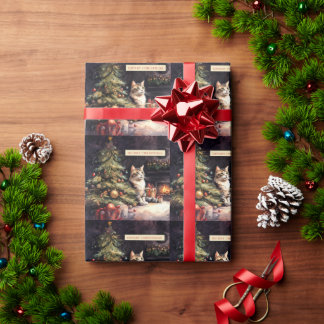 Sweet cat under the Christmas tree Wrapping Paper
