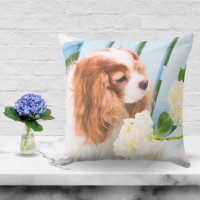 Sweet Cavalier King Charles Spaniel Hydrangeas