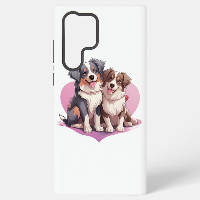 Sweet Cavalier Spaniel Couple in Heart Samsung Galaxy Case (Back)