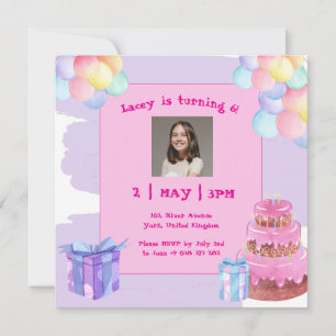 Sweet Celebration Balloons Birthday Invitation