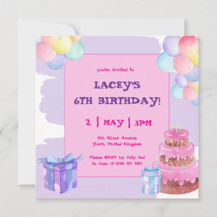 Sweet Celebration Balloons Birthday Invitation