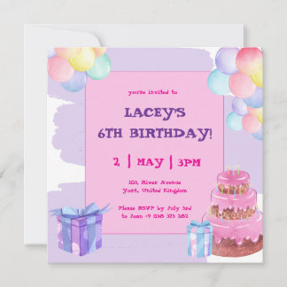 Sweet Celebration Balloons Birthday Invitation