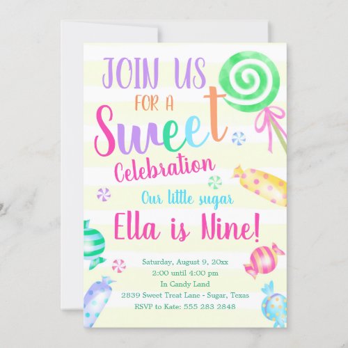 Sweet Celebration Candy Birthday Party Invitation