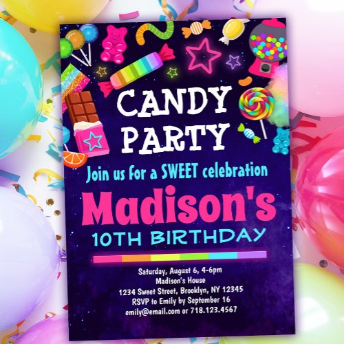 Sweet Celebration Candy Buffet Birthday Party Invitation