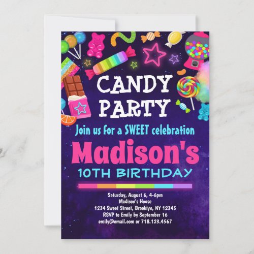 Sweet Celebration Candy Buffet Birthday Party Invitation