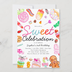 Sweet Celebration Candy Kids Candyland Birthday Invitation