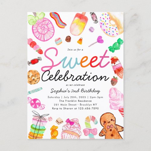 Sweet Celebration Candy Kids Candyland Birthday Postcard
