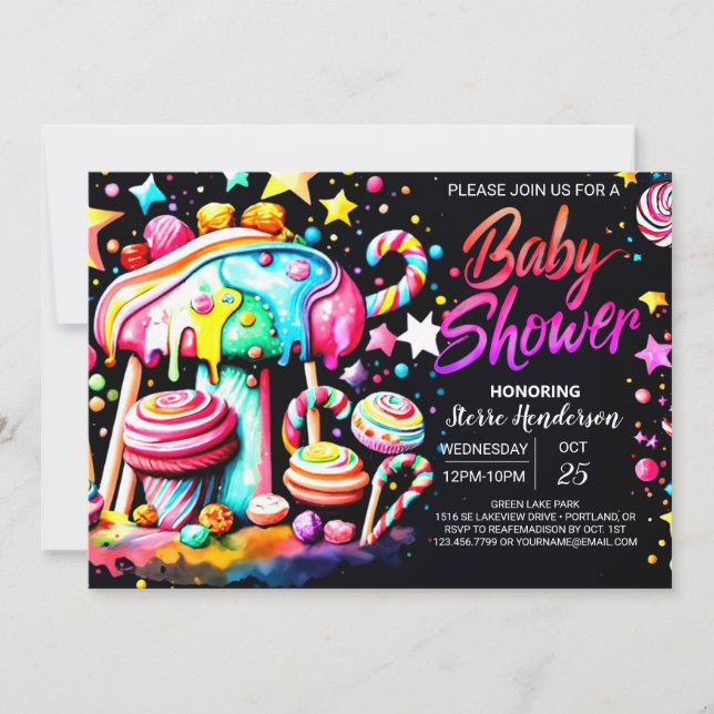 Sweet Celebration Candyland Baby Shower Invitation (Front)