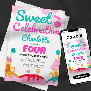 Sweet Celebration: Candyland Birthday Bash Invitation