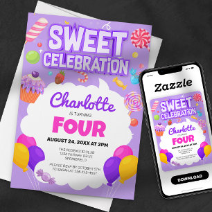 Sweet Celebration: Candyland Birthday Party Invitation