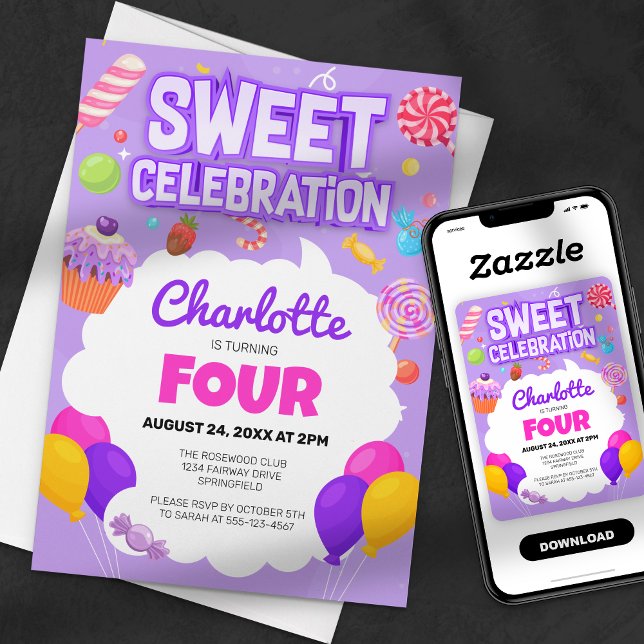 Sweet Celebration: Candyland Birthday Party Invitation (Creator Uploaded)