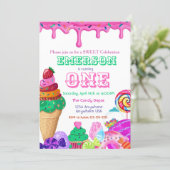 Sweet Celebration, Candyland, Candy Sweets donut Invitation (Standing Front)