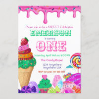 Sweet Celebration, Candyland, Candy Sweets donut Invitation