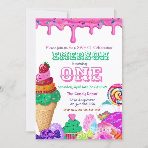 Sweet Celebration Candyland Candy Sweets donut Invitation