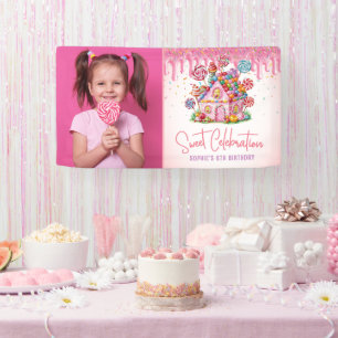 Sweet Celebration Candyland Photo Kids Birthday Banner